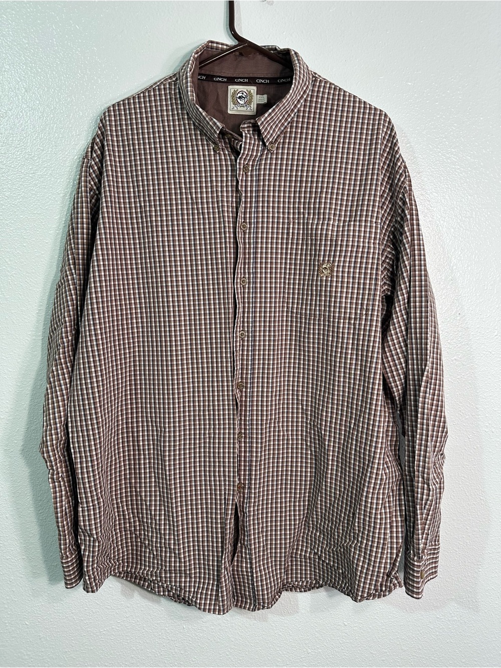 Cinch Men’s XXL Brown Plaid Button Down Western Shirt Ranch Rodeo Workwear